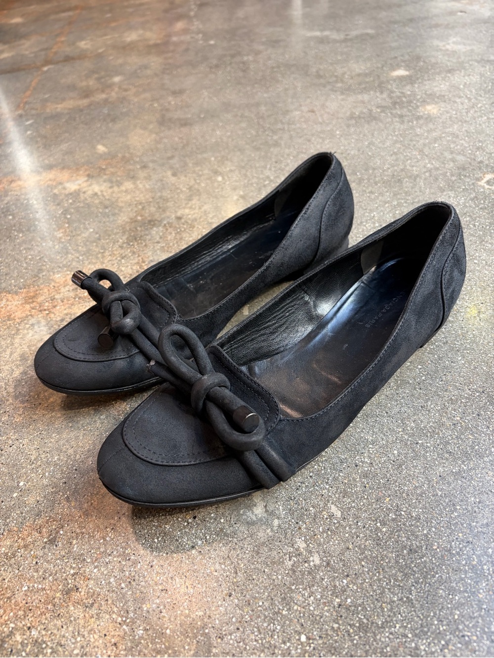 Balenciaga Black Suede Knot-Trim Loafers